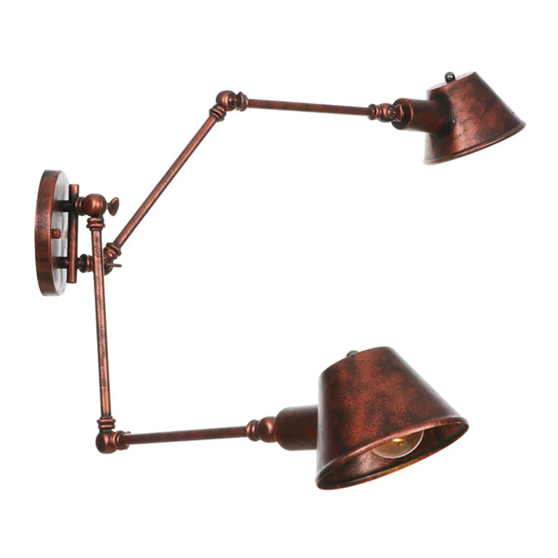 Long Swing Arm Rust Wall Lamp for Bathroom Sconce - Adjustable E27 Lights