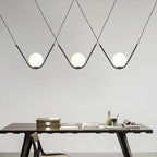 Minimalist Nordic Glass Pendant Light - Golden Black Long Line Ball Pendant Lamp