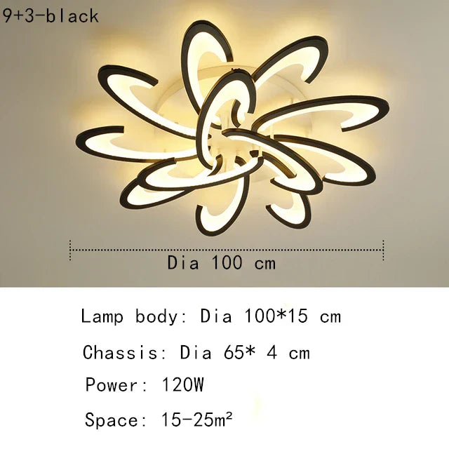Petal Ceiling Lamp - Modern Black White Minimalist Lighting