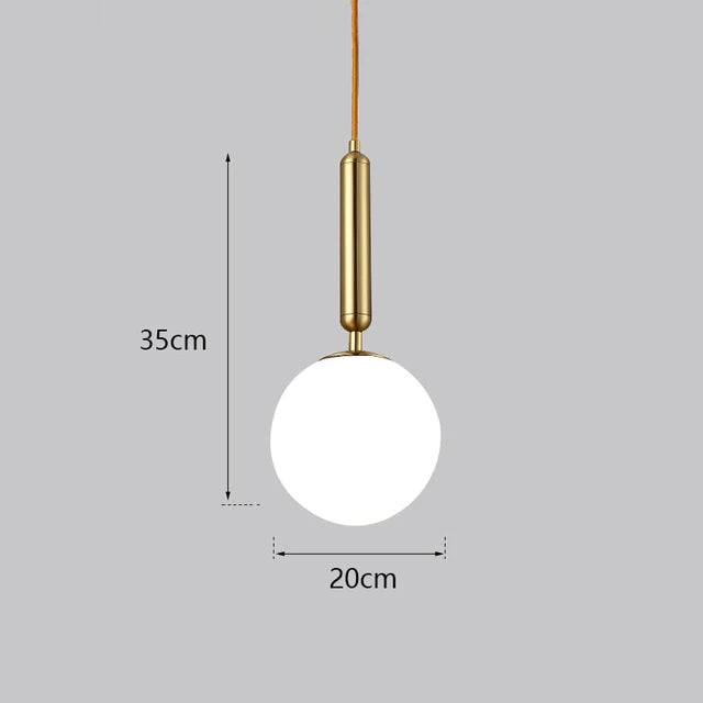 Glass Ball LED Pendant Light for Bedroom and Bar, Modern Globe Hanging Ceiling Lamp