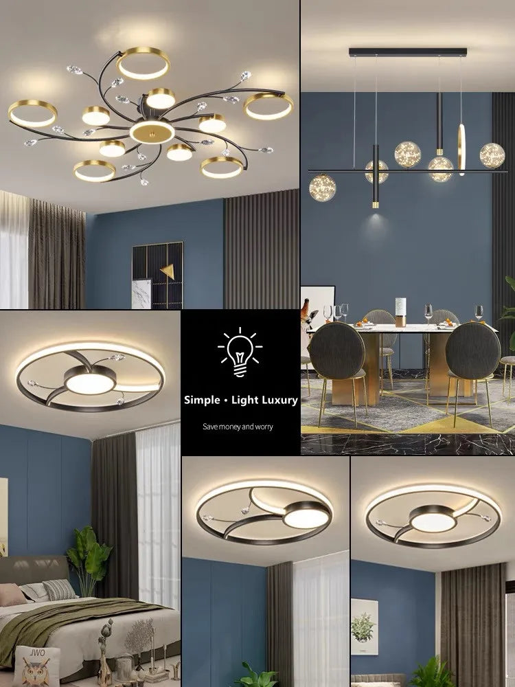LED Chandelier: Modern Whole House Indoor Lighting for Bedroom, Living Hall, and Dining Room
