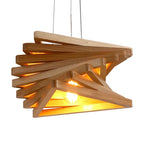 Triangle Wood Chandelier LED Indoor Hanging Lamp for Living Room decor