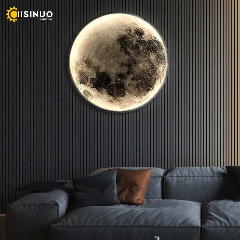LED Moon Wall Lamp: Modern Indoor Lighting for Bedroom and Living Room Decor