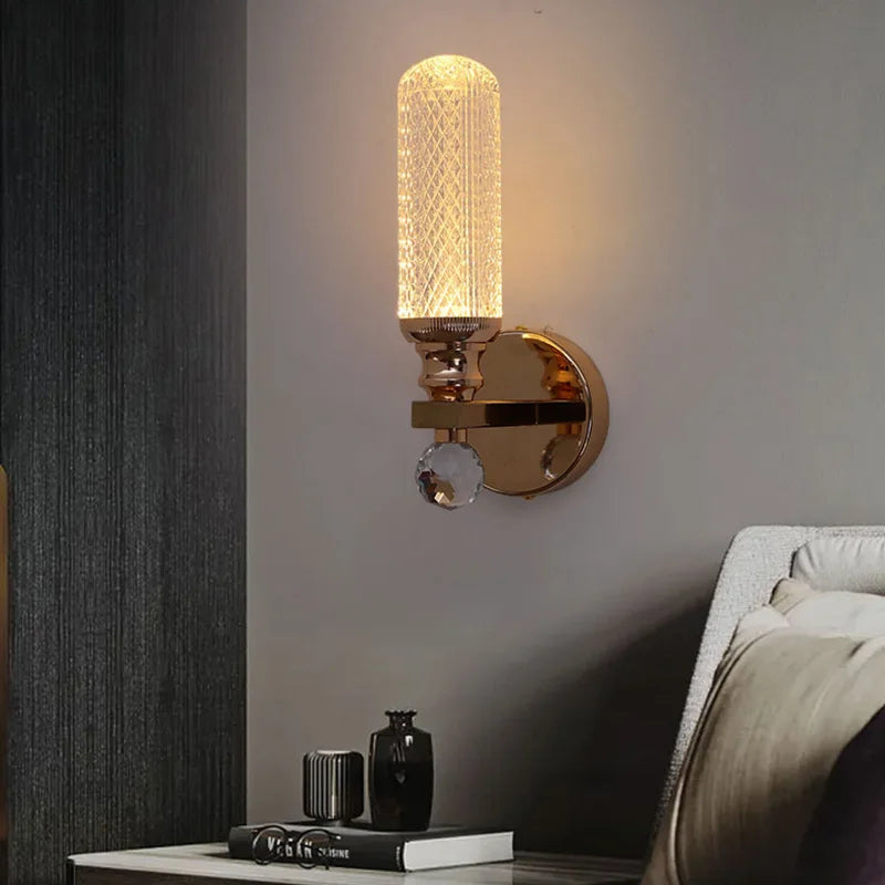 Modern Gold LED Wall Lamp for Living Room Bedroom, Minimalist Luxury Design