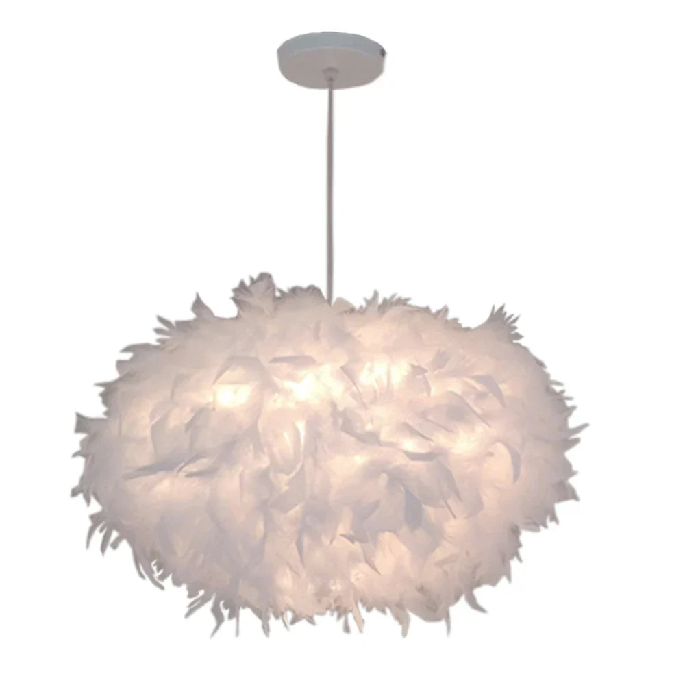 Modern LED Feather Pendant Lights for Bedroom Decor and Restaurant Hanging Lamps.
