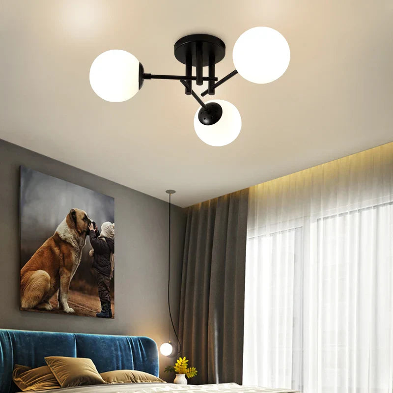 Milk Glass Ceiling Light Modern Ceiling Lamp Living Room Lighting