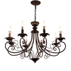 Retro Beige Black Chandelier - American Candle Lamp Iron Suspension Fixtures