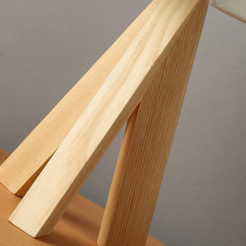 Wooden LED Desk Lamp - Japanese Design, Eye-Friendly, Solid Wood Triangle Square