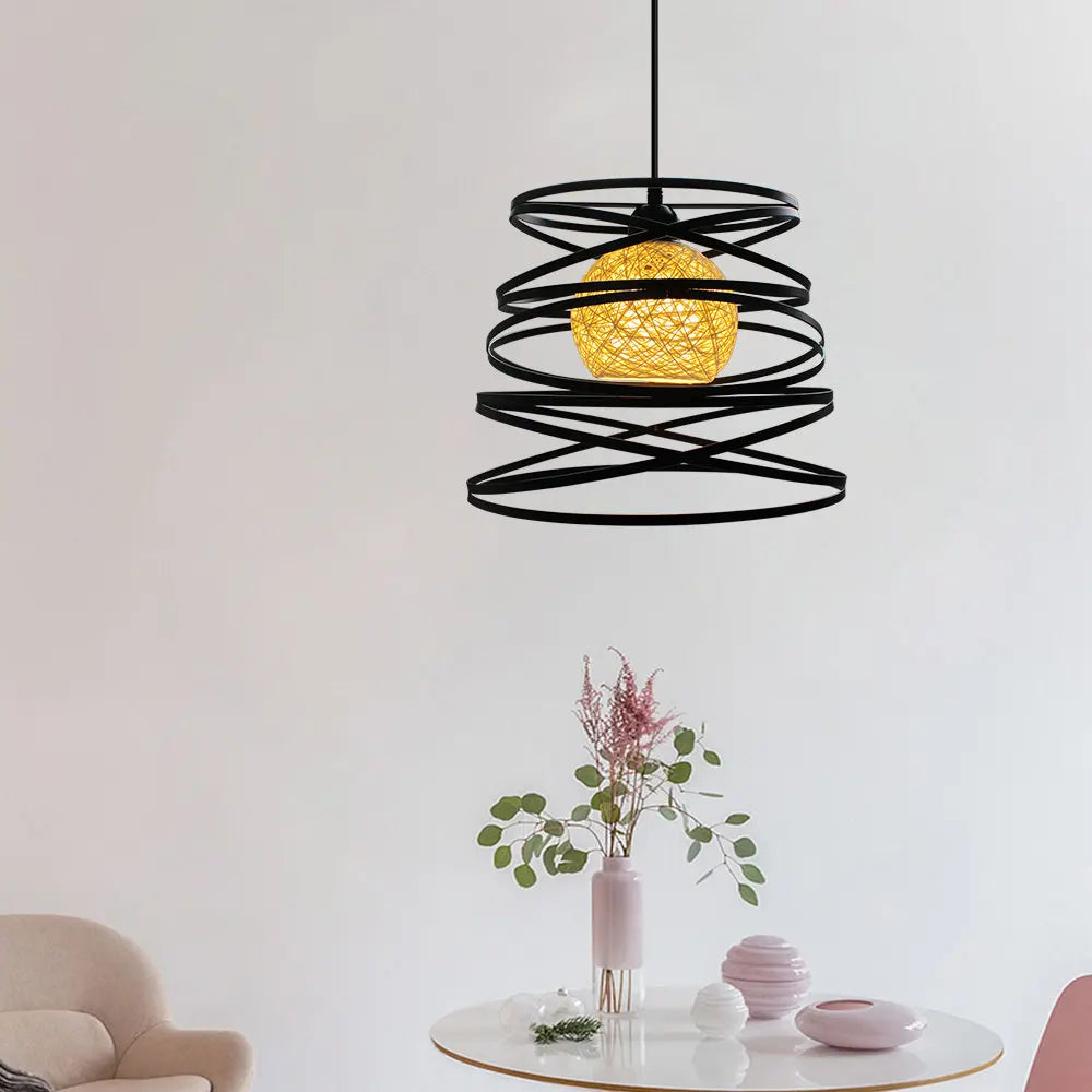 Swirl Iron Cage Pendant Light Industrial Vintage Loft Style Lamp