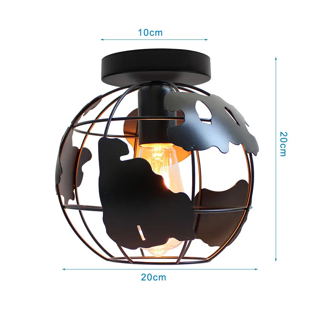 Iron Cage Ceiling Light Modern Nordic Retro Black Loft E27 Home Lighting
