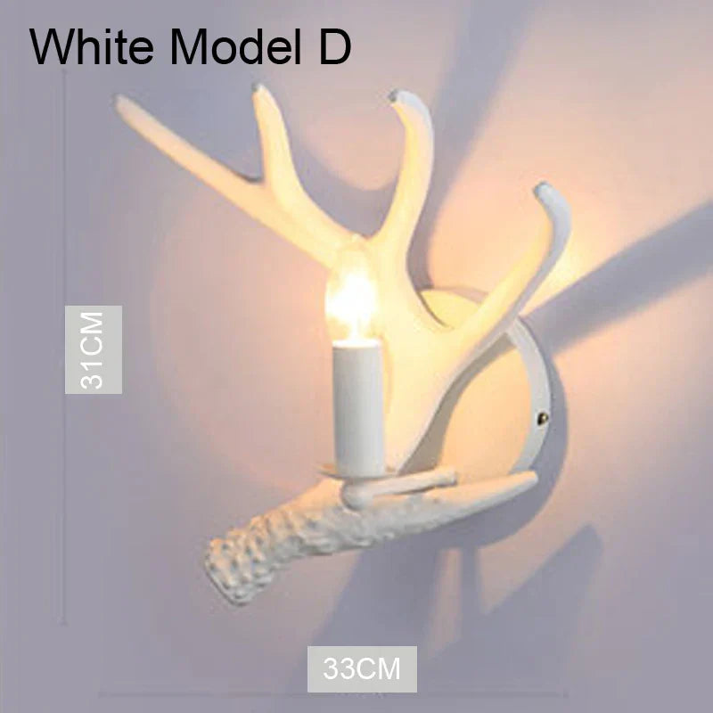 Deer Horn Resin Wall Lamp with Warm White LED Light