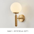 Glass Nordic Bedroom Wall Lamp Gold Black Interior Led Lighted Decoration