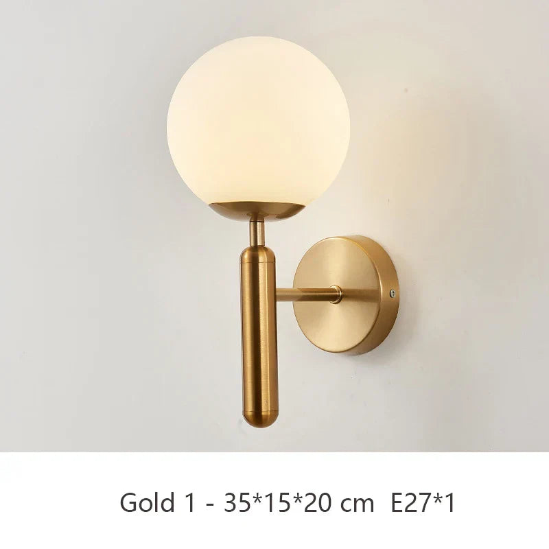 Glass Nordic Bedroom Wall Lamp Gold Black Interior Led Lighted Decoration