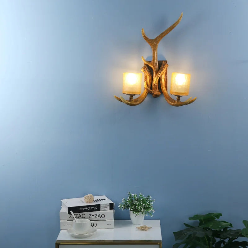 Retro Antlers Wall Lamp Deer Decor Wall Lights for Living Room Bar Bedroom Dining Room