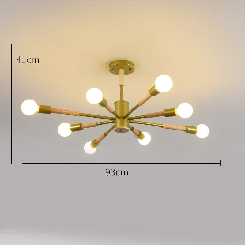LED Wooden Ceiling Lights w/ E27 Bulb for Modern Livingroom & Bedroom