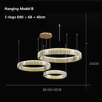 Luxury Crystal LED Chandelier: Dimmable Circle Droplight for Villa Stairs & Living Room