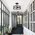 Round Iron Ceiling Lamp for Bedroom Kitchen Living Room Industrial Lighting