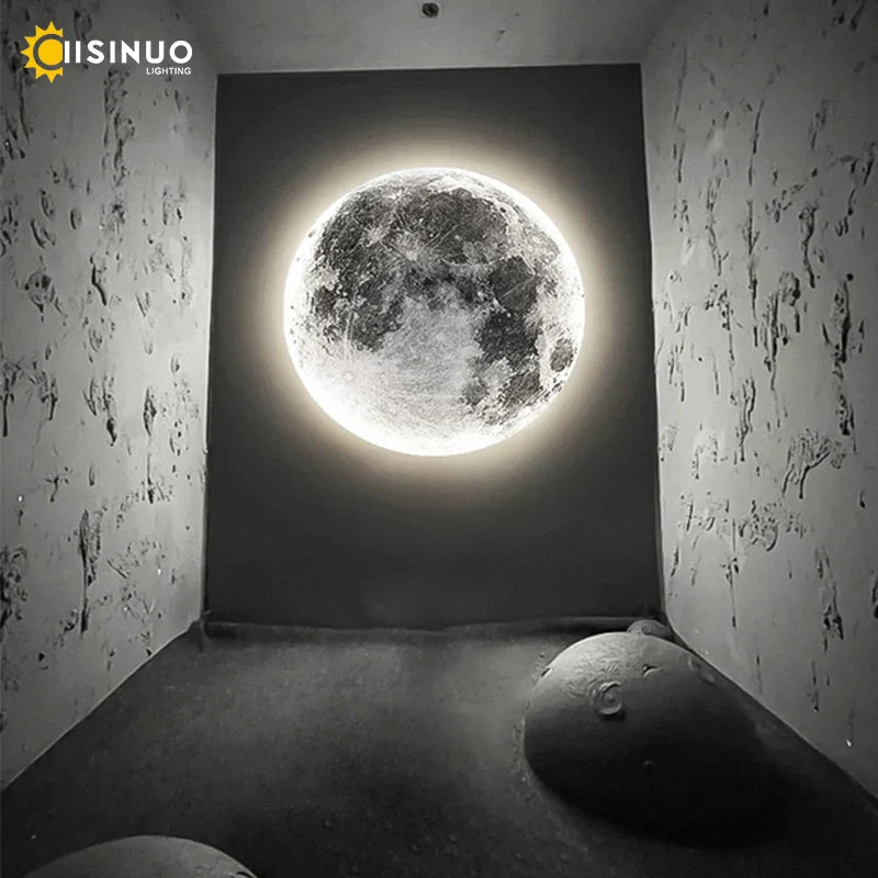 LED Moon Wall Lamp: Modern Indoor Lighting for Bedroom and Living Room Decor