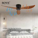 White DC Motor 6-Speed Modern LED Ceiling Fan Without Lights