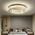 Crystal Circle Ceiling Chandelier: Modern LED Indoor Lighting for Living Room, Bedroom & Study