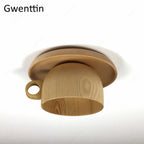 Nordic Wood Cup Ceiling Light: Modern Industrial Wooden Lamp for Living Room Bedroom