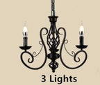 Black Wrought Iron Loft Chandelier for Living Room, Bar, Restaurant - Retro Industrial Style