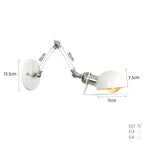 Swing Arm LED Wall Lamp Adjustable White Black Bedside Study Loft Vintage Reading Light