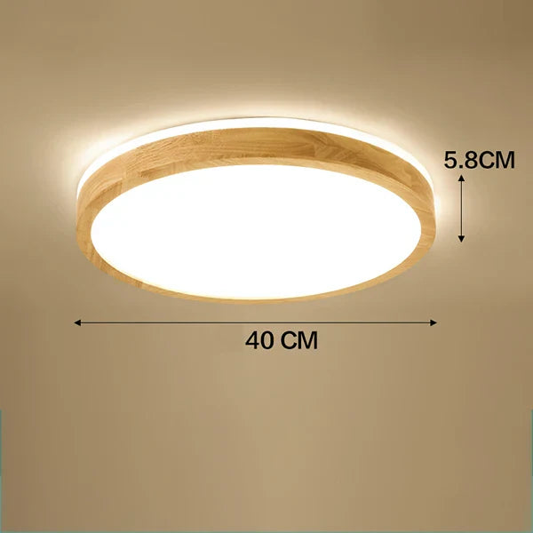 Nordic Wood Ceiling Light Ultra-thin LED Modern Bedroom Lamp