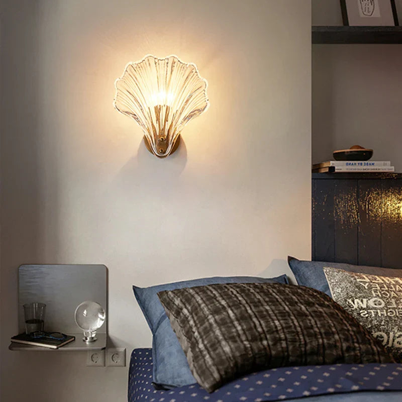 Nordic Shell LED Glass Wall Lamp for Bedroom, Living Room, Aisle - Elegant Lighting