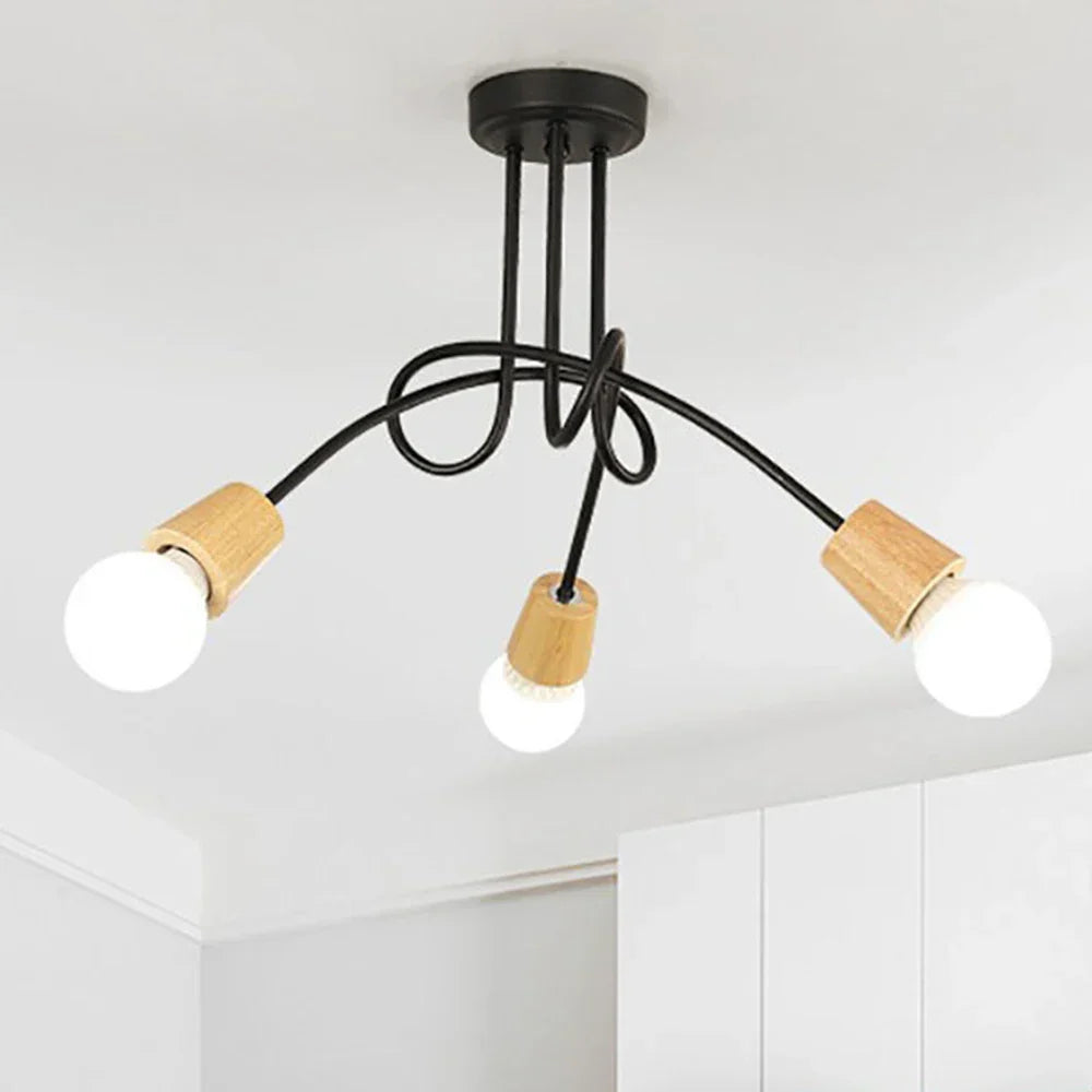 Modern Iron Ceiling Chandelier: 3/5 Sockets Lights for Living Room & Bedroom