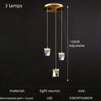 Crystal Square Rhombic LED Chandelier for Duplex Villa Living Room & Restaurant