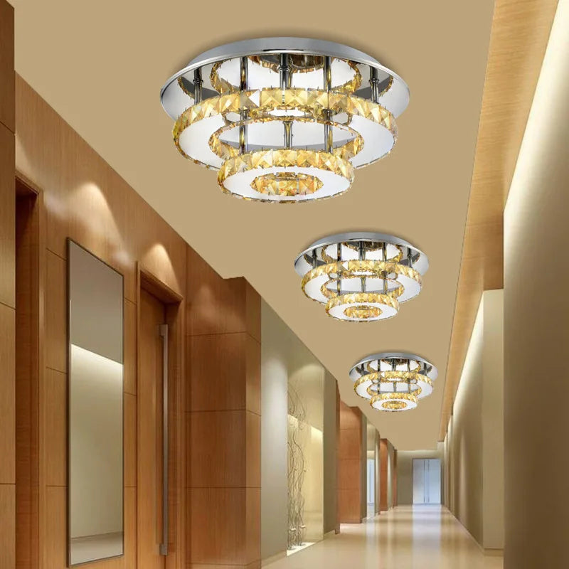 Stainless Steel LED Crystal Chandeliers: Elegant Lighting Fixture for Home Decor
