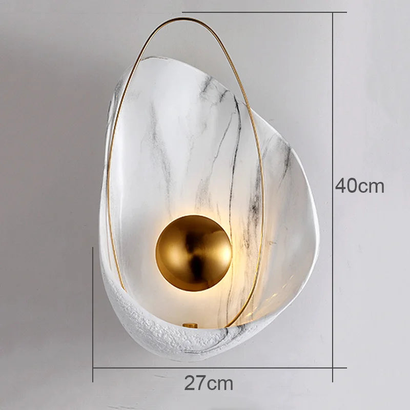 Marble Shell Wall Lamp, Nordic Modern Design for Living Room Bedroom Aisle.
