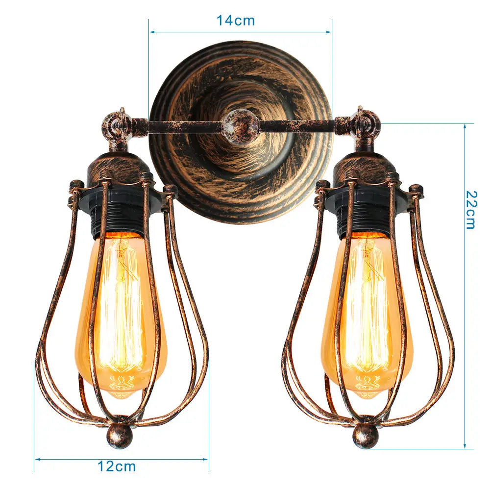 Adjustable Industrial Wall Light Rustic Wire Metal Cage Sconce