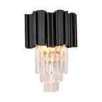 Gold Black Crystal Wall Sconce, Modern K9 Crystal Drops Shade Wall Lamp