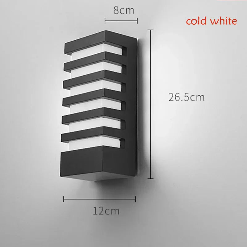 Modern Black Outdoor Wall Light 12W Waterproof Aluminum Sconce