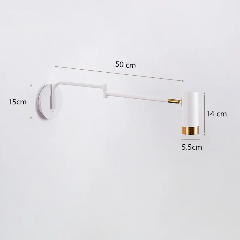Swing Arm Bedside Wall Lamp White Black Post-modern Interior LED Reading Light