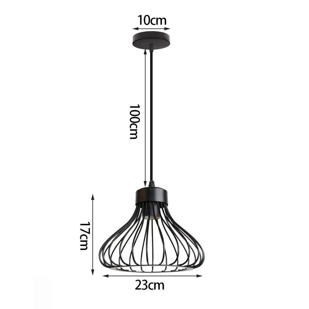 Vintage Industrial Chandelier Lamp, Black Iron Pendant Light for Kitchen Bedroom