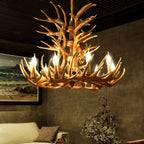 Antique Resin Antler Chandelier - Luxury Vintage Lighting Fixtures