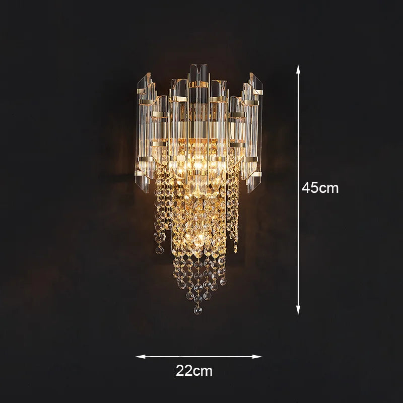 Crystal Wall Lamp: Modern Luxury LED Lighting for Living Room, Bedroom, and Staircase