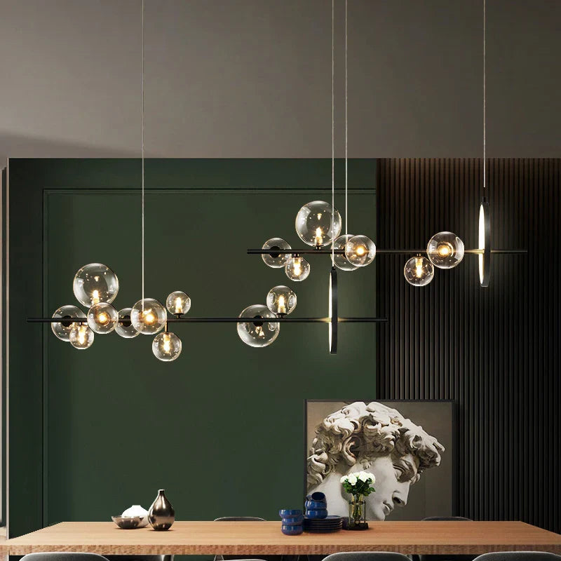 Glass Bubble Chandelier Light for Dining Room and Store