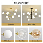 Black/Gold G9 LED Chandelier for Living Room Bedroom Modern Pendant Lighting