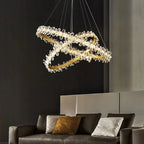 Crystal LED Chandelier: Luxury Lighting for Living, Dining, Kitchen - Elegant Iron & Aluminum Design