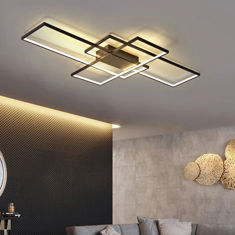Modern Black/White LED Chandelier – Aluminum Ceiling Lighting for Living Room & Bedroom