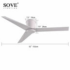 Modern Low Floor Aluminum Blade Ceiling Fan with Remote Control, No Light