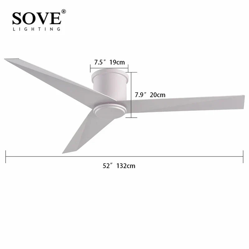 Modern Low Floor Aluminum Blade Ceiling Fan with Remote Control, No Light
