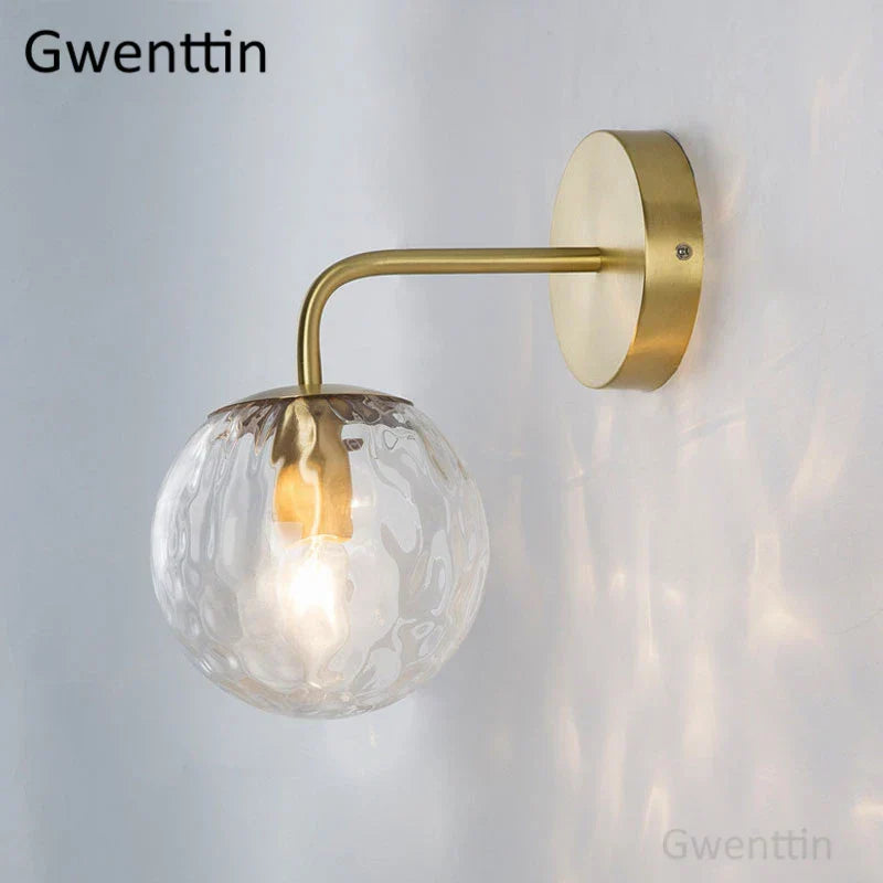 Gold Glass Ball Wall Lamp | Nordic Mirror Sconce Indoor Lighting