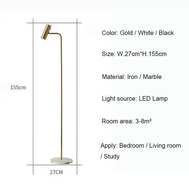 Metal Marble Base Floor Lamp - Minimalist Modern Standing Light