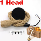 Vintage Hemp Rope Pendant Light E27 LED Industrial Lamp Loft Home Decor
