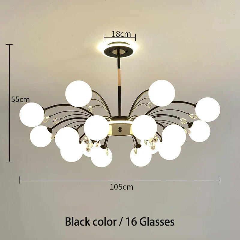 Nordic Crystal Glass Chandelier with E27 Lamp Holder for Livingroom Bedroom Diningroom by Afralia™